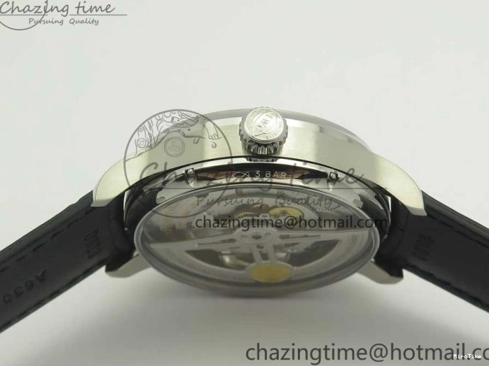 MIROTIME 0714 Popular Portuguese Flying Tourbillon SS Gray Dial 2 Sub Dials on Black Leather Strap 7159